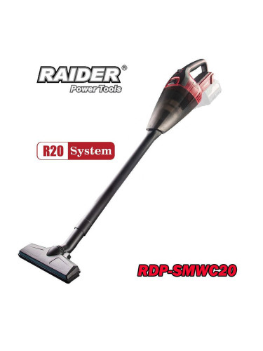 Прахосмукачка акумулаторна за сухо почистване, RAIDER RDP-SMWC20 Solo, 20V, 3.8 kPa, 0.5 л, R20 system