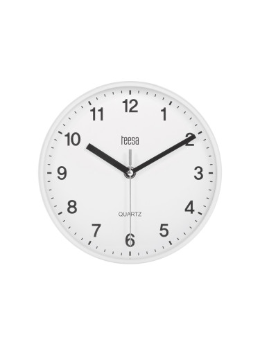 Стенен часовник, пластмаса, ф200mm, кварцов механизъм, бял, TSA0038, TEESA
