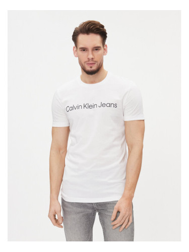 Calvin Klein Jeans Тишърт J30J322552 Бял Slim Fit