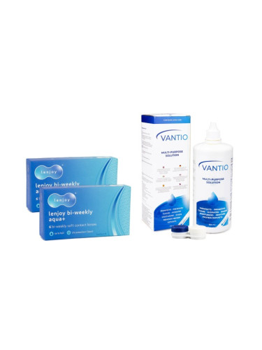 Lenjoy Bi-weekly Aqua+ (12 лещи) + Vantio Multi-Purpose 360 ml с кутия - двуседмични контактни лещи, силикон-хидрогелови опаковки, Toufilcon B