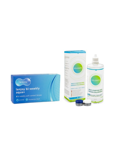 Lenjoy Bi-weekly Aqua+ (6 лещи) + Solunate Multi-Purpose 400 ml с кутия - двуседмични контактни лещи, силикон-хидрогелови опаковки, Toufilcon B