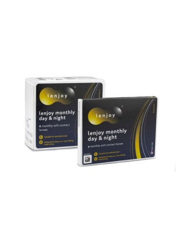 Lenjoy Monthly Day & Night (9 лещи) - контактни лещи за продължително носене, силикон-хидрогелови сферични, Balafilcon A