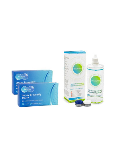 Lenjoy Bi-weekly Aqua+ (12 лещи) + Solunate Multi-Purpose 400 ml с кутия - двуседмични контактни лещи, силикон-хидрогелови опаковки, Toufilcon B