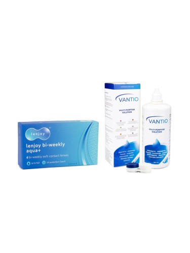 Lenjoy Bi-weekly Aqua+ (6 лещи) + Vantio Multi-Purpose 360 ml с кутия - двуседмични контактни лещи, силикон-хидрогелови опаковки, Toufilcon B