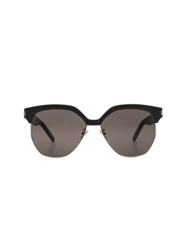 Saint Laurent SL 408 002 59 - кръгла слънчеви очила, дамски, черни, огледални
