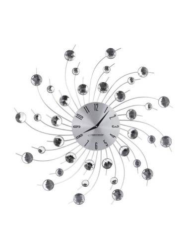 Стенен часовник Esperanza Geneva EHC004, 50 см, Кристални елементи, Сребрист