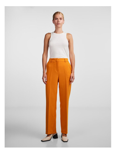 YAS Текстилни панталони Likka 26030744 Оранжев Regular Fit