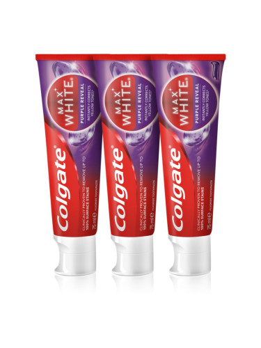Colgate Max White Purple Reveal освежаваща паста за зъби 3x75 мл.