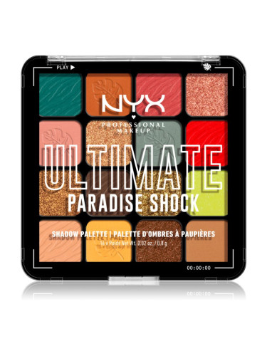 NYX Professional Makeup Ultimate Shadow Palette сенки за очи цвят Paradise Shock 16 бр.