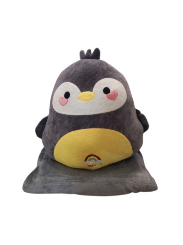 Плюшена възглавничка пингвин, 40 см + одеалце с надпис