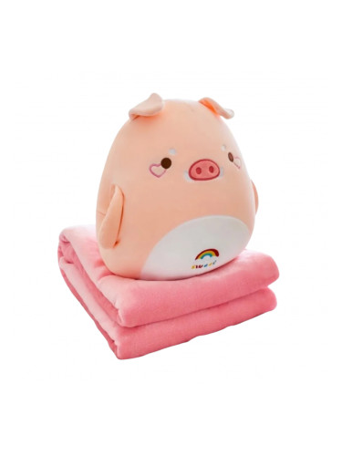 Плюшена възглавничка прасенце, 40 см + одеалце с надпис