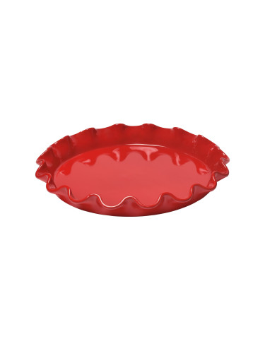 Керамична дълбока форма за тарт EMILE HENRY RUFFLED TART DISH - Ø33 см - цвят червен