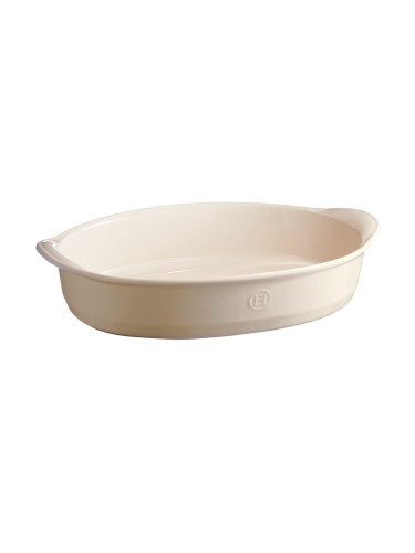 Керамична овална тава EMILE HENRY LARGE OVAL OVEN DISH голяма - 41.5 х 26.5 см - цвят екрю