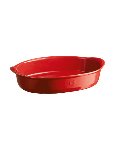 Керамична овална тава EMILE HENRY LARGE OVAL OVEN DISH голяма - 41.5 х 26.5 см - цвят червен