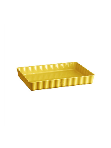 Керамична правоъгълна форма за тарт EMILE HENRY DEEP RECTANGULAR TART DISH дълбока - 33.5 х 24 см - цвят жълт