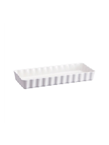 Керамична правоъгълна форма за тарт плитка EMILE HENRY SLIM RECTANGULAR TART DISH - 36 х 15 см - цвят бял