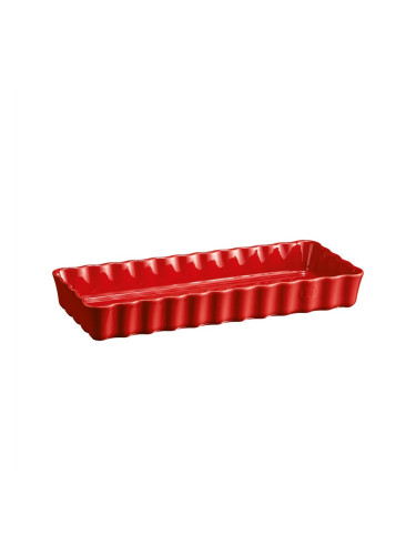 Керамична правоъгълна форма за тарт плитка EMILE HENRY SLIM RECTANGULAR TART DISH - 36 х 15 см - цвят червен