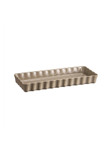 Керамична правоъгълна форма за тарт плитка EMILE HENRY SLIM RECTANGULAR TART DISH - 36 х 15 см - цвят сиво-бежов