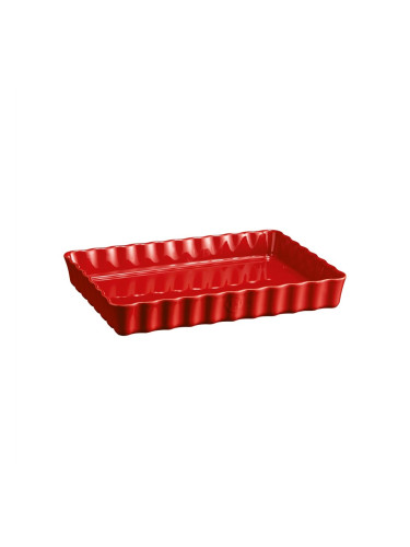 Керамична правоъгълна форма за тарт дълбока EMILE HENRY DEEP RECTANGULAR TART DISH - 33.5 х 24 см - цвят червен