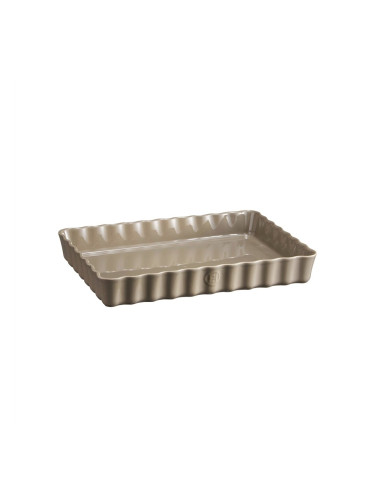 Керамична правоъгълна форма за тарт дълбока EMILE HENRY DEEP RECTANGULAR TART DISH - 33.5 х 24 см - цвят сиво-бежов