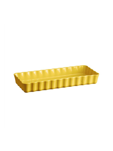 Керамична правоъгълна форма за тарт EMILE HENRY SLIM RECTANGULAR TART DISH плитка - 36 х 15 см - цвят жълт