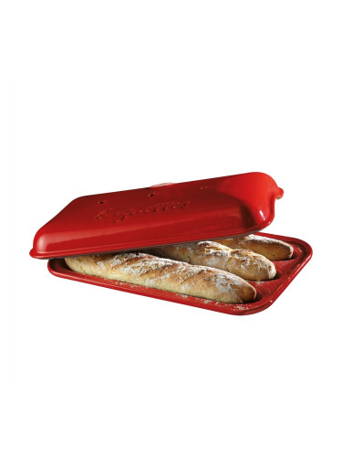 Керамична форма за печене на багета EMILE HENRY BAGUETTE BAKER - 39.5 х 23 см - цвят червен