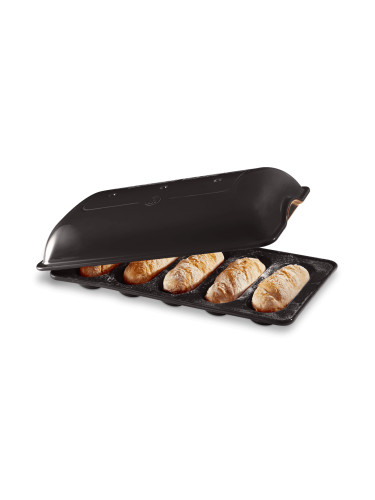 Керамична форма за печене на мини багети EMILE HENRY MINI BAGUETTE BAKER - 39 х 23 см - цвят черен