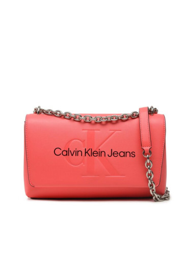 Calvin Klein Jeans Дамска чанта Sculpted Ew Flap Conv25 Mono K60K607198 Коралов