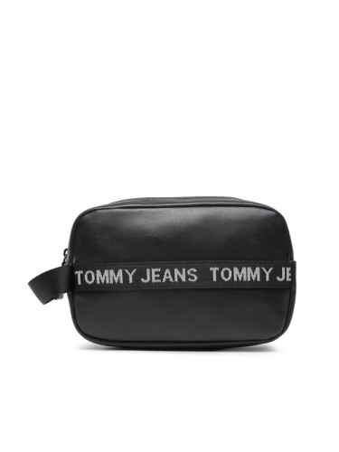 Tommy Jeans Несесер Tjm Essential Leather Washbag AM0AM11425 Черен
