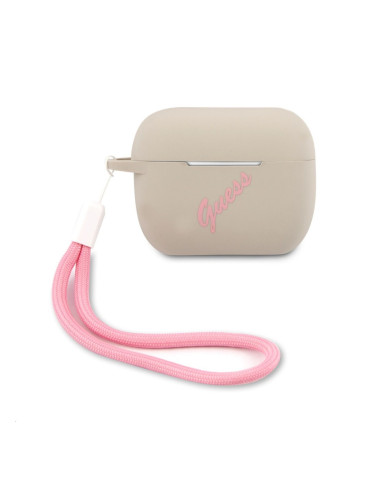 Силиконов калъф Guess Silicone Vintage за Apple AirPods Pro beige GUACAPLSVSGP