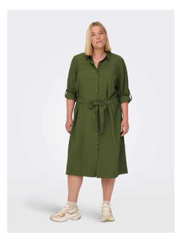 ONLY Carmakoma Рокля тип риза 15285282 Зелен Regular Fit
