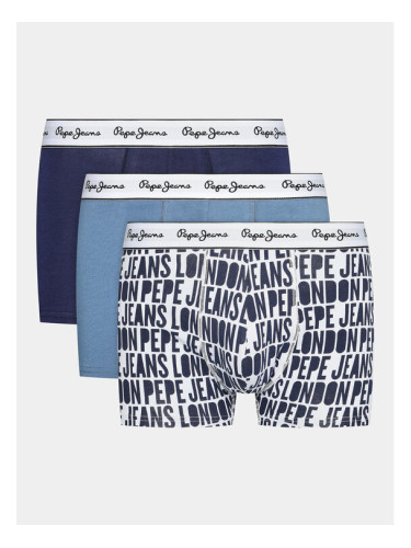 Pepe Jeans Комплект 3 чифта боксерки Allover Logo Tk 3P PMU11091 Тъмносин