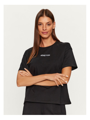 United Colors Of Benetton Тениска на пижама 30963M04R Черен Regular Fit