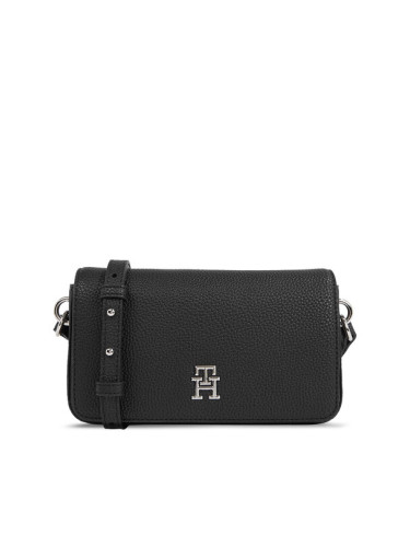 Tommy Hilfiger Дамска чанта Th Emblem Flap Crossover AW0AW15180 Черен