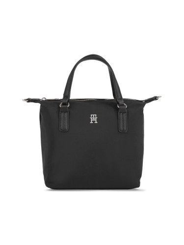 Tommy Hilfiger Дамска чанта Poppy Th Small Tote AW0AW15640 Черен