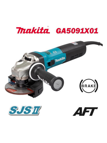 Ъглошлайф електрически Makita GA5091X01, 1900W, 125 мм, регулиране на оборотите (2800-11500 об./мин)