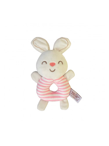 Бебешка плюшена дрънкалка със зайче, 17 см