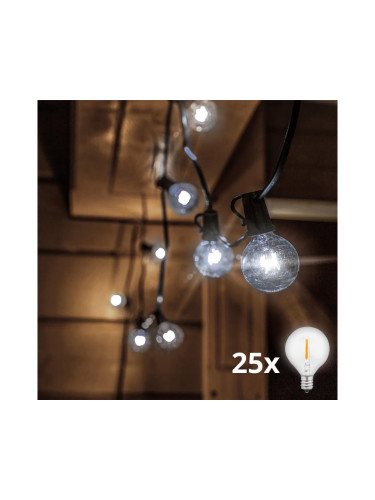 Brilagi - LED Екстериорни декоративни лампички ГИРЛЯНДА 25xE12 20 м IP44 студено бяло