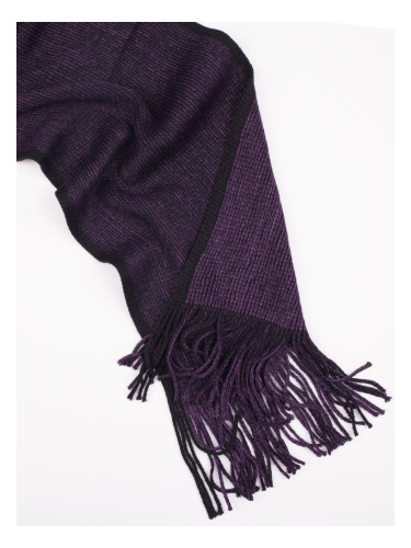 Тъмнолилав плетен шал с ресни