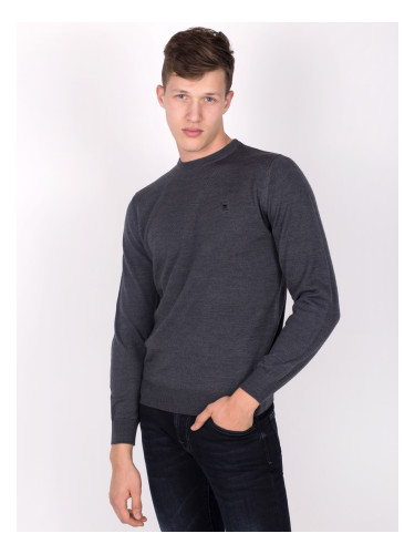 Мъжки пуловер вълна в сиво