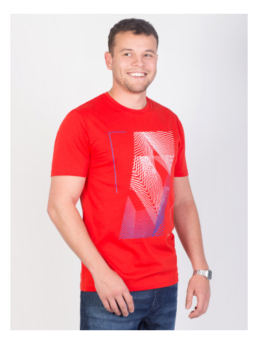 Тениска в червено с печат вълни