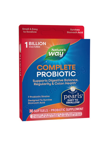 ПЪРЛС ПРОБИОТИКС COMPLETE DIGESTIVE 1 МЛРД. АКТИВНИ ПРОБИОТИЦИ 7 ЩАМА капсули * 30 NATURE'S WAY