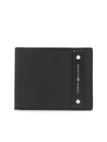 Tommy Hilfiger Голям мъжки портфейл Th Business Lea Mini Cc Wallet AM0AM11273 Черен