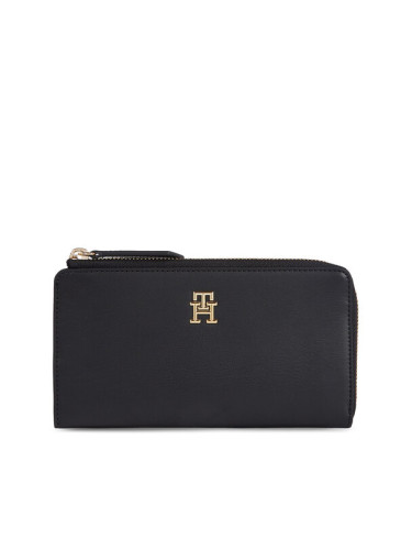 Tommy Hilfiger Голям дамски портфейл Th Feminine Large Slim Wallet AW0AW14890 Черен