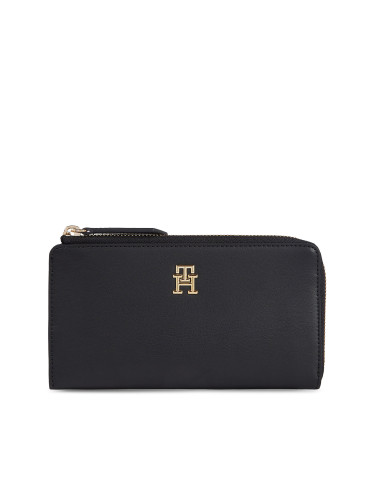 Голям дамски портфейл Tommy Hilfiger Th Feminine Large Slim Wallet AW0AW14890 Черен