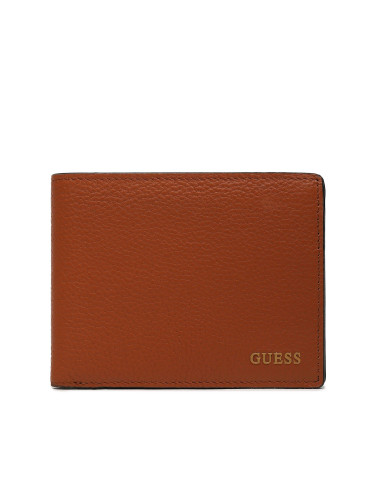 Малък мъжки портфейл Guess SMRIVI LEA20 Кафяв