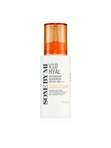 Some By Mi V10 Hyal Antioxidant Sunscreen интензивен успокояващ и защитен крем SPF 50+ 40 мл.