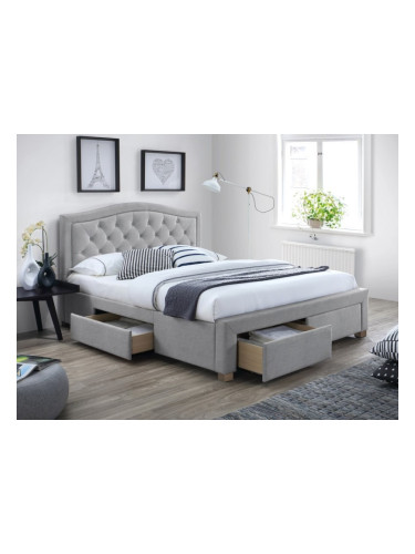 Двойно легло с място за съхранение 180x200см - сиво