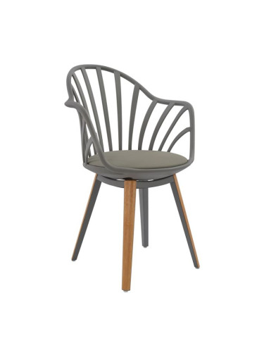 Кресло сив цвят-дървени крака