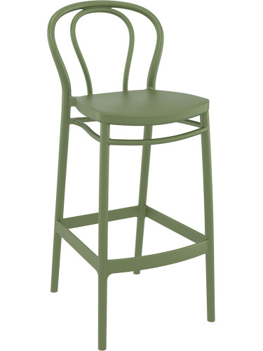 Бар стол  45/52/106см -  полипропилен, фибро стъкло, маслено зелен